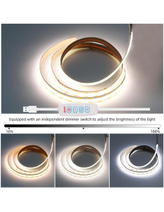 Tira LED COB 5V USB 0.5m 320 LEDs regulable 3 colores 2