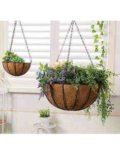 Cestas Colgantes de Coco Kingbuy 20 cm - Macetas de Alambre para Jardín 2