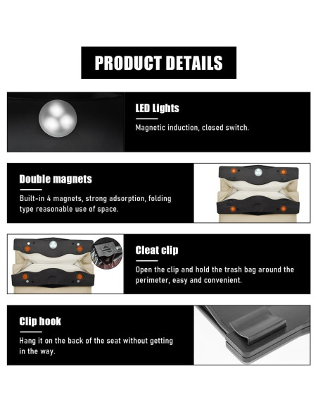 Bolsa de Basura Colgante para Auto Gasedin Beige Plegable