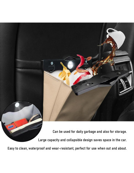 Bolsa de Basura Colgante para Auto Gasedin Beige Plegable