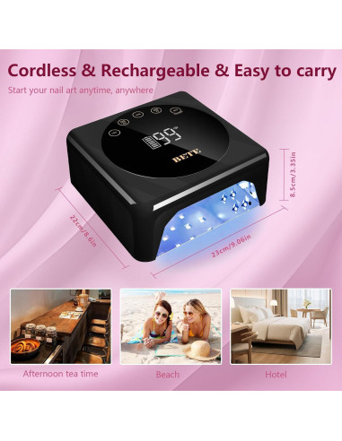 Lámpara de Uñas LED Inalámbrica BETE 78W con Sensor y LCD