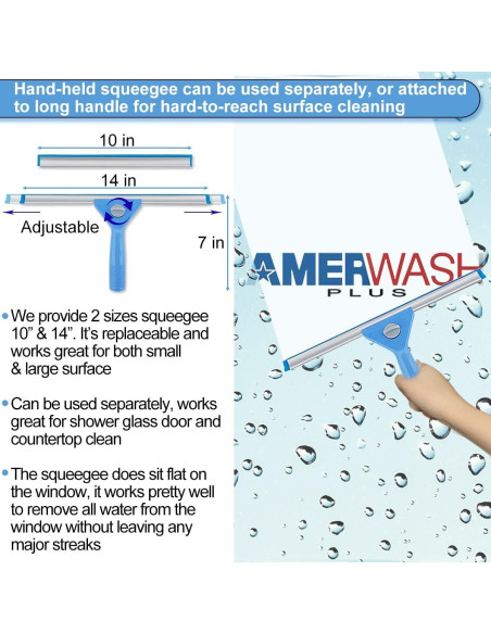 Kit de limpieza de ventanas AMERWASH PLUS con mango extensible 175 cm