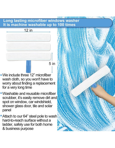 Kit de limpieza de ventanas AMERWASH PLUS con mango extensible 175 cm