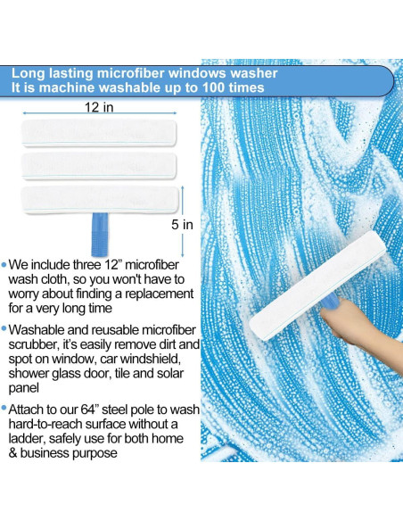 Kit de limpieza de ventanas AMERWASH PLUS con mango extensible 175 cm