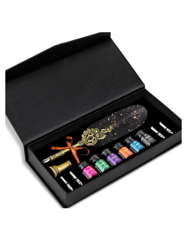 Juego de Pluma y Tinta NC - Caligrafía Vintage con 6 Tintas