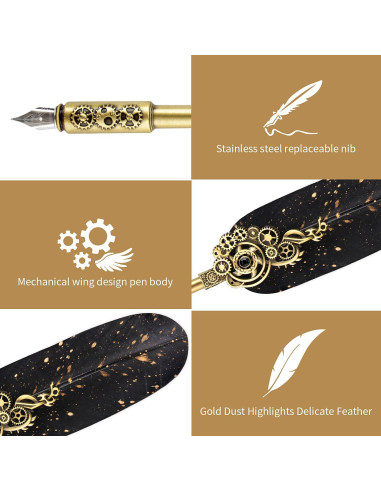 Juego de Pluma y Tinta NC - Caligrafía Vintage con 6 Tintas