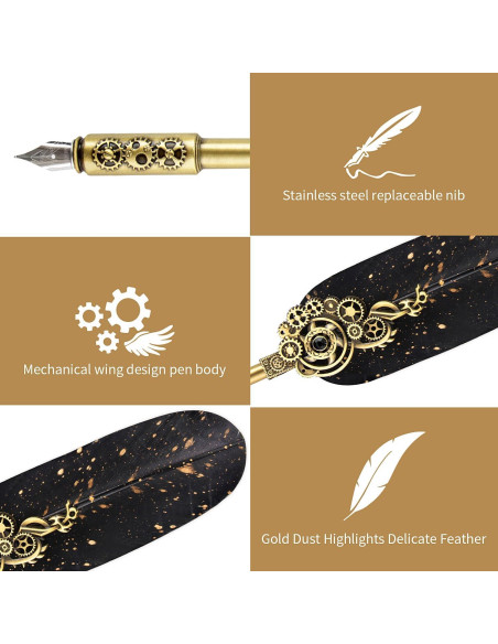 Juego de Pluma y Tinta NC - Caligrafía Vintage con 6 Tintas