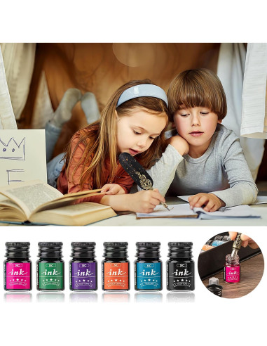 Juego de Pluma y Tinta NC - Caligrafía Vintage con 6 Tintas