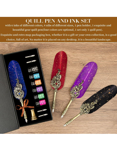 Juego de Pluma y Tinta NC - Caligrafía Vintage con 6 Tintas