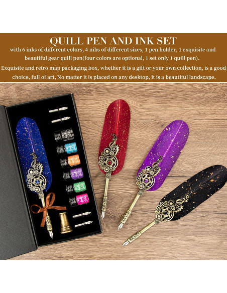 Juego de Pluma y Tinta NC - Caligrafía Vintage con 6 Tintas