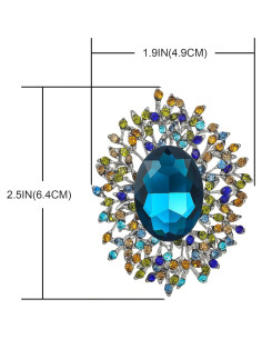 Broche de Cristal de Circonita Cubica YOQUCOL Azul 6.4x4.9cm 2