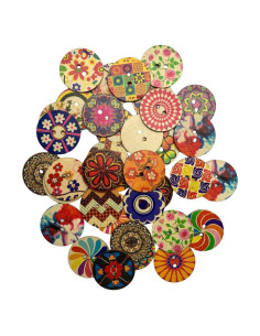 Set de 30 Botones de Madera Grandes Mahaohao 50mm Mixtos