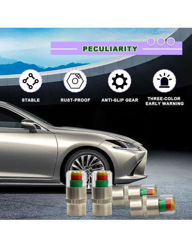 4 Tapones de Válvula de Sensor de Presión de Neumáticos KEVWR