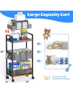 Caddy de Pañales 2 en 1 GLISWAM Carro Rodante 3 Niveles 2