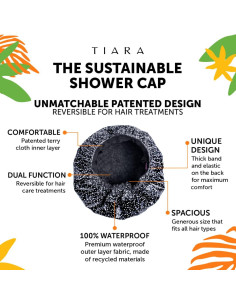 Gorro de Ducha Reutilizable TIARA 2-en-1 Impermeable 13cm 2