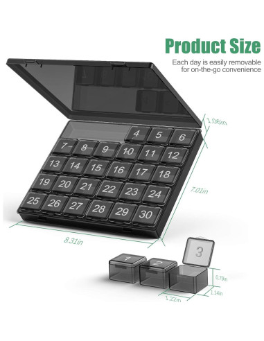 Organizador de Pastillas Mensual DOHIMGIO - 30 Compartimentos