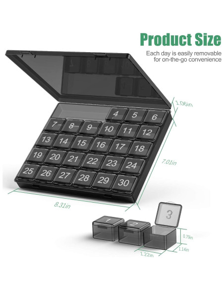 Organizador de Pastillas Mensual DOHIMGIO - 30 Compartimentos