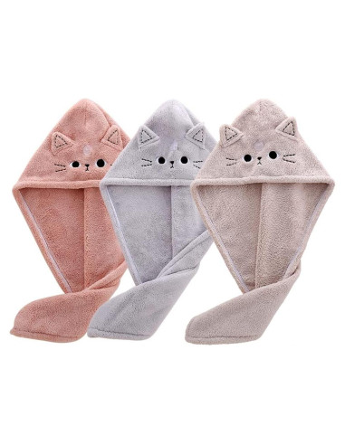 Toalla de Microfibra para Cabello Gato Genérica 3 Paquetes