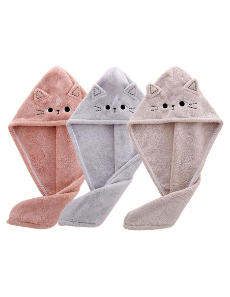 Toalla de Microfibra para Cabello Gato Genérica 3 Paquetes