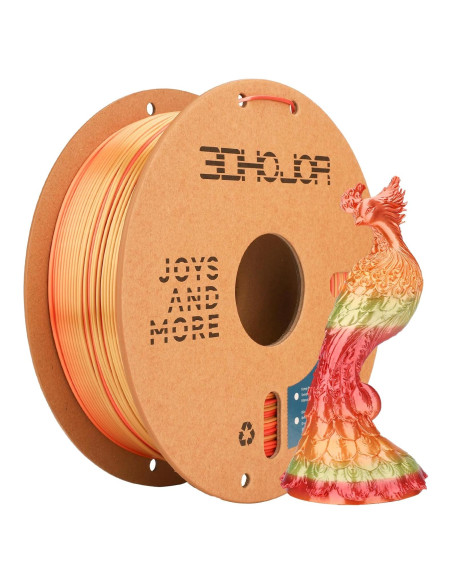 Filamento PLA 3D de Seda 1.75mm 1kg Naranja Sangre Arcoíris