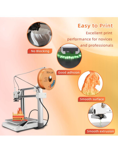 Filamento PLA 3D de Seda 1.75mm 1kg Naranja Sangre Arcoíris