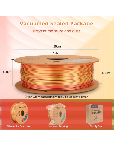 Filamento PLA 3D de Seda 1.75mm 1kg Naranja Sangre Arcoíris