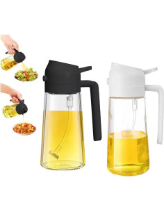 Dispensador de Aceite 2 en 1 Genérico 470ml Vidrio Negro 2