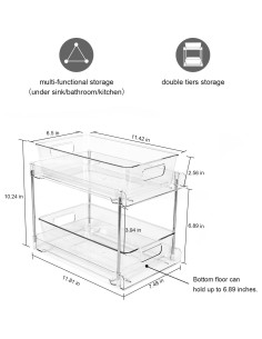 Organizador de Baño COKIHOM 2 Niveles Transparente 31.5x10.5x20.3 cm 2