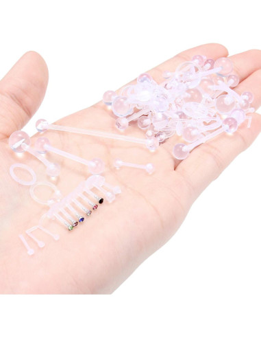 Retenedores de Piercing Vsnnsns 72 Piezas Acrílico Transparente