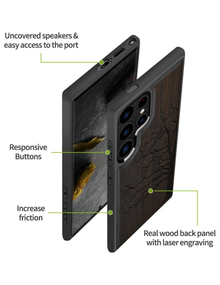 Funda de Madera Carveit para Galaxy S24 Ultra - TPU Suave Funda de Madera Carveit para Galaxy S24 Ultra - TPU Suave