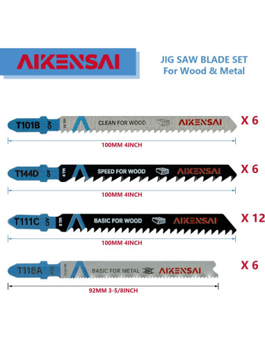 Juego de 30 Cuchillas de Sierra de Calar AIKENSAI T-Shank