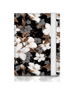 Portapasaportes de Cuero Premium RFID ATJFKIXL - Flores Negras