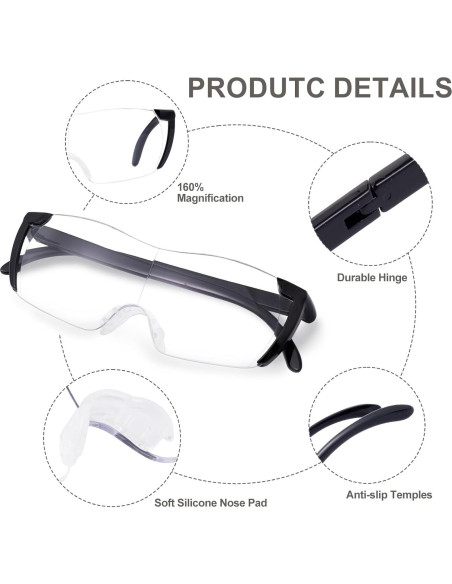 Gafas de Aumento 1.6X OuShiun para Lectura y Manualidades Gafas de Aumento 1.6X OuShiun para Lectura y Manualidades