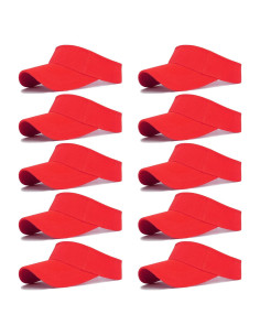 10 Gorras Visera Ajustables UV para Niños 6-12 Años - Rojo