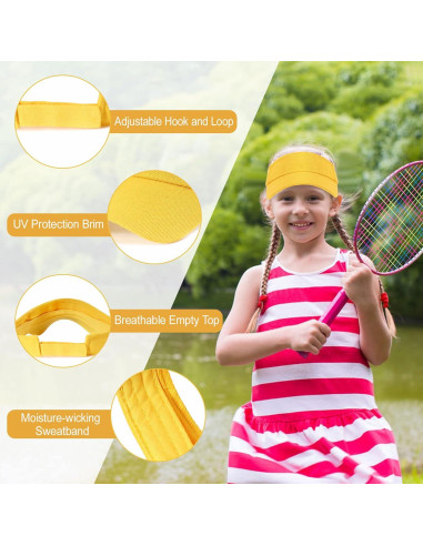 10 Gorras Visera Ajustables UV para Niños 6-12 Años - Rojo