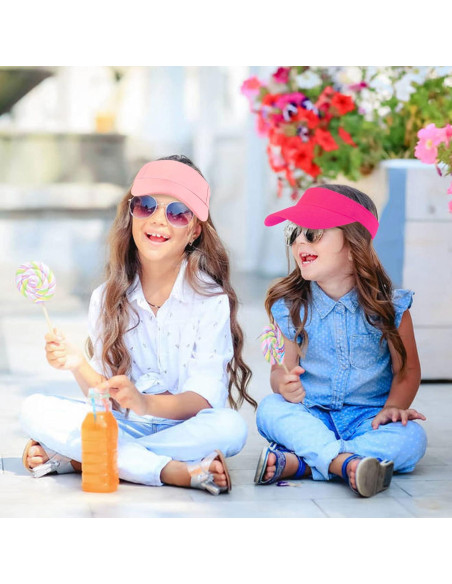 10 Gorras Visera Ajustables UV para Niños 6-12 Años - Rojo