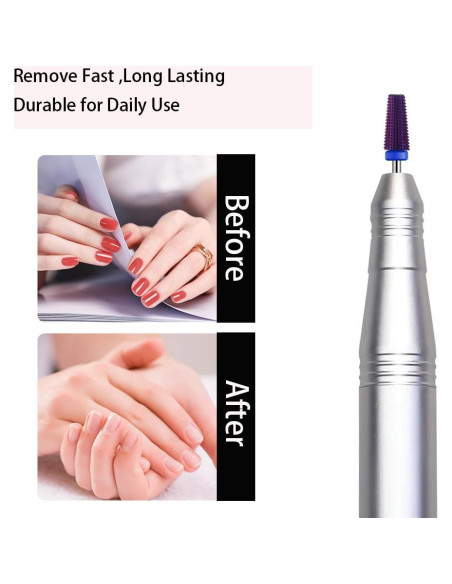 Brocas de Taladro 5 en 1 ERUIKA para Uñas de Gel 2XC Púrpura