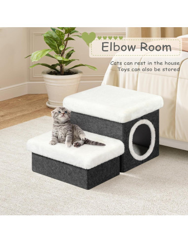 Escalones para Gatos Bailey 2 Niveles Plegables con Almacenamiento