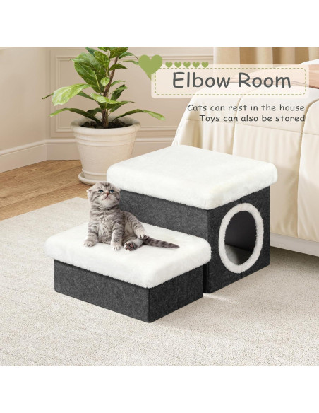 Escalones para Gatos Bailey 2 Niveles Plegables con Almacenamiento