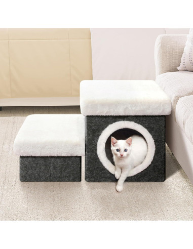 Escalones para Gatos Bailey 2 Niveles Plegables con Almacenamiento