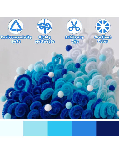 200 Limpiapipas NafuXiaJJia Azul Gradiente para Manualidades