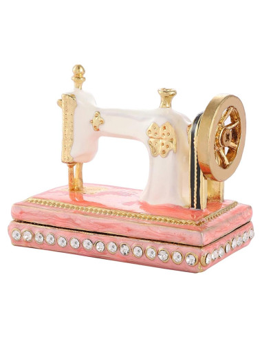 Caja de Joyas QIFU Mini Metal Esmalte Rosa Vintage 7x4.8cm