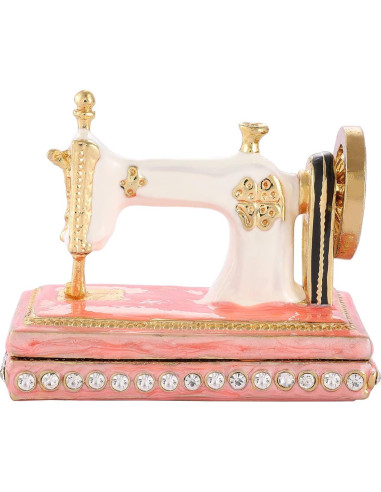 Caja de Joyas QIFU Mini Metal Esmalte Rosa Vintage 7x4.8cm