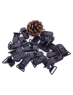 25 Clips de Chupete Plástico Negro Sutoyuen para Bebés