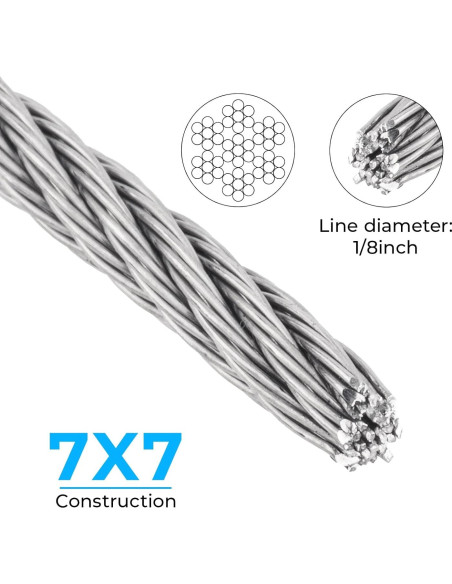 Cable de Acero Inoxidable 3mm x 30m SIDAZON para Jardín