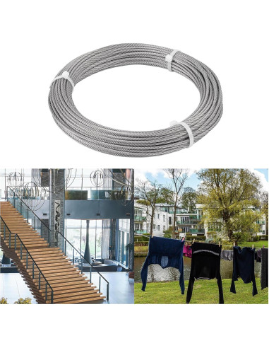 Cable de Acero Inoxidable 3mm x 30m SIDAZON para Jardín