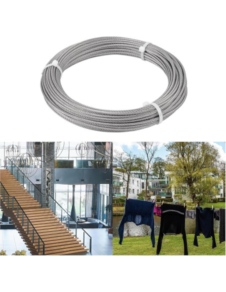 Cable de Acero Inoxidable 3mm x 30m SIDAZON para Jardín