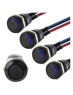 Interruptor Momentáneo LED 12mm STARELO 5pcs Carcasa Negra