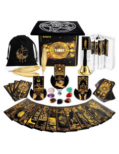 Set de Tarot SUGEYA 78 Cartas Negras con Guía y Accesorios
