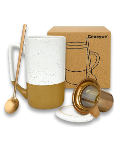 Taza de Té Grande Gencywe 473 ml con Infusor y Tapa Ámbar